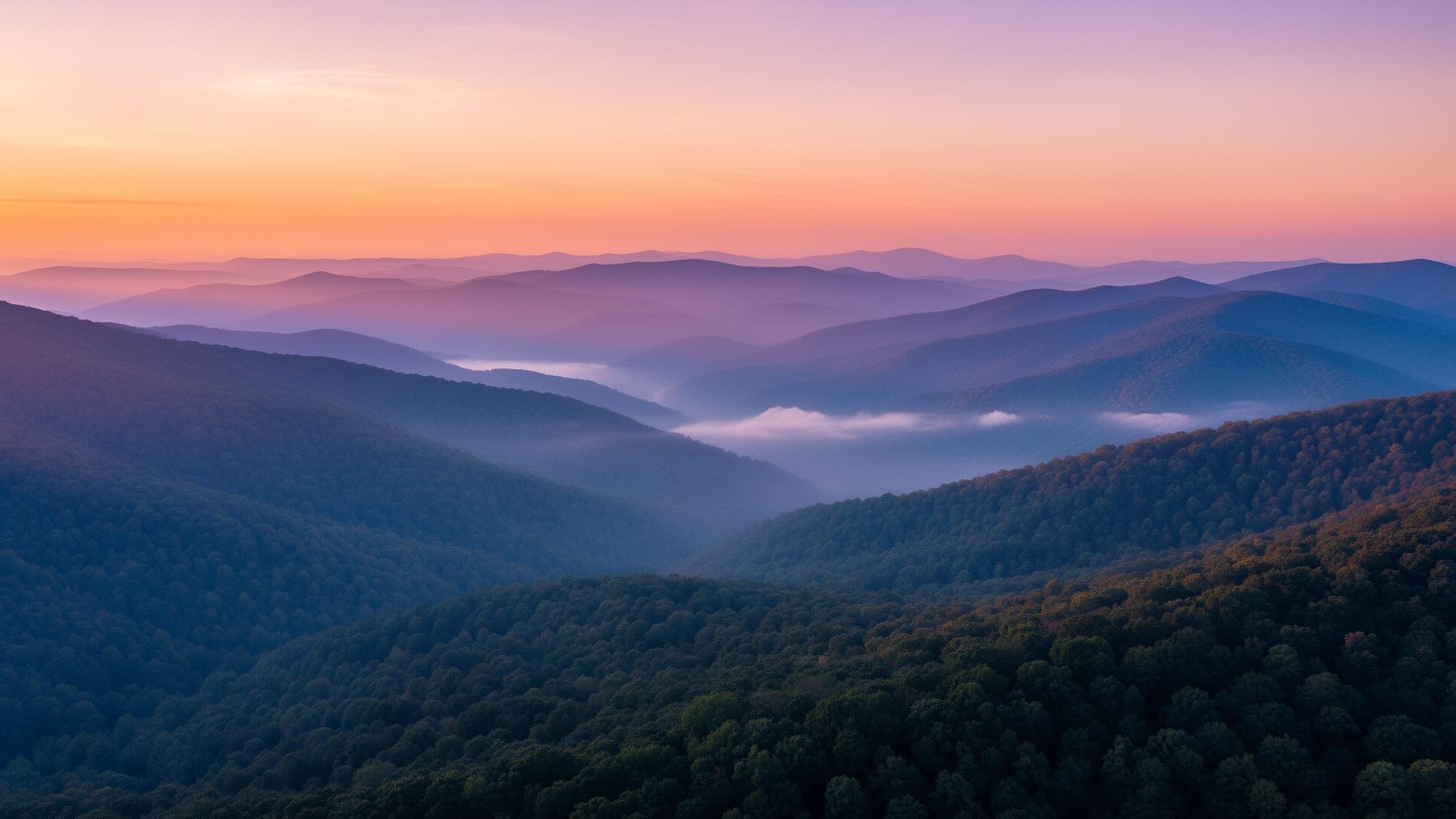 Blue Ridge Mountains at sunrise near Asheville